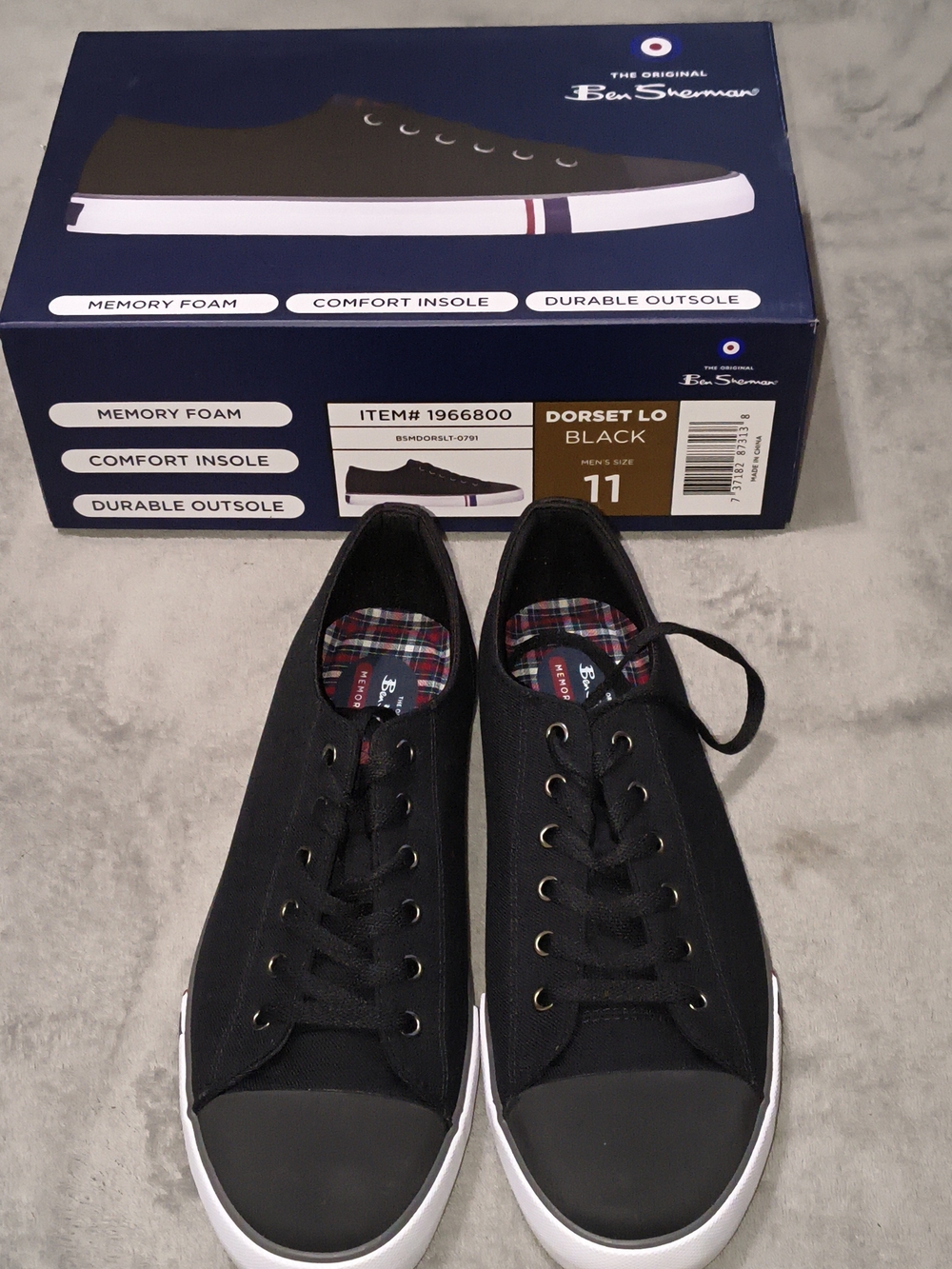 Ben Sherman Black Low-Top Canvas Sneakers with White Midsole